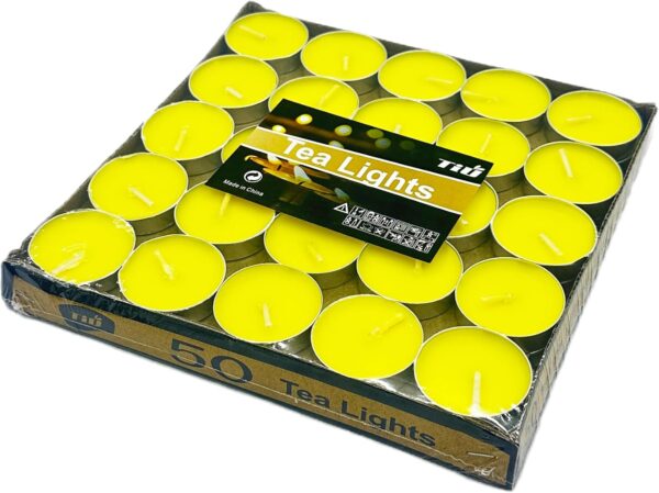Assorted Colour Tealight Candles  Yellow Set of 25