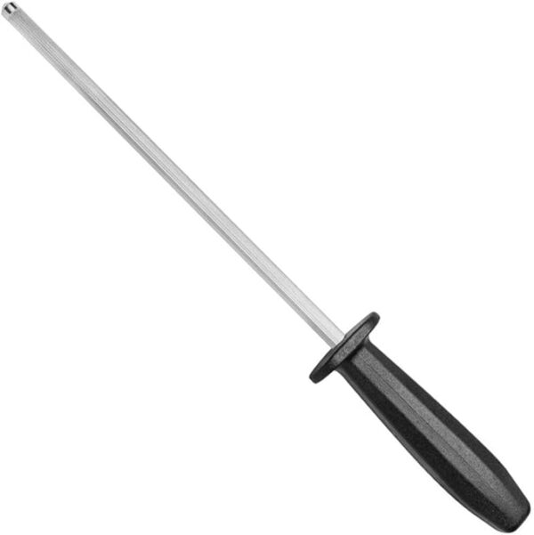 8 Carbon Steel Grooved Knife Sharpener with Black Handle