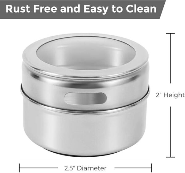 12 Piece Tin Set Stainless Steel Jars with Dual Sprinkle Lids & Labels - Image 2
