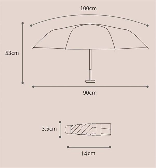 Mini 5 Fold Travel Umbrella UV Protection, Lightweight for Purse or Pocket - Image 3