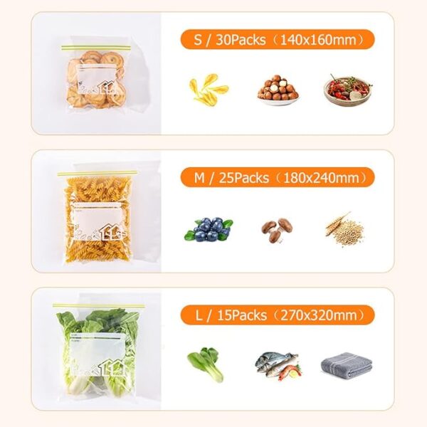 70 Piece Reusable Food Storage Bags Set Freezer & Ziplock Safe - Image 2