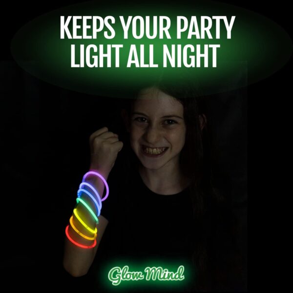 100 Pack Ultra Bright Glow Sticks Bracelets & Necklaces Party Kit - Image 6