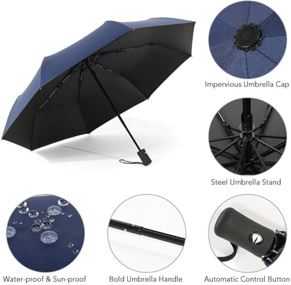 Compact Windproof Travel Umbrella Auto Open & Close, Sun and Rain Protection - Image 3
