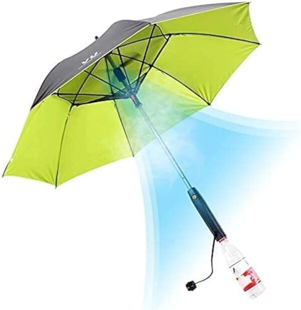 3 in 1 Cooling Umbrella UV Protection Sunshade with Built In Fan & Mist Spray for Summer, Travel & Hajj