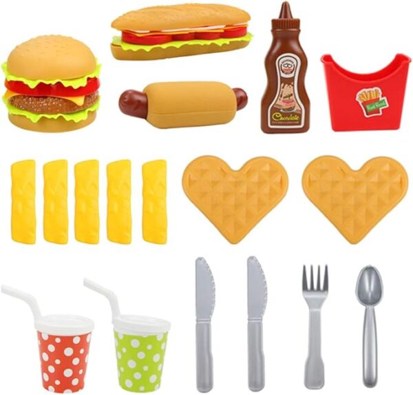 Mini Bites Pretend Fast Food Play Set Burger, Hot Dog, and Kitchen
