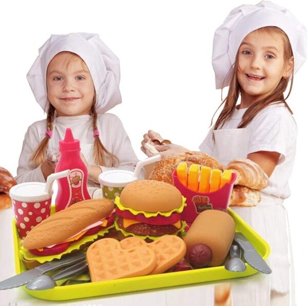 Mini Bites Pretend Fast Food Play Set Burger, Hot Dog, and Kitchen - Image 3