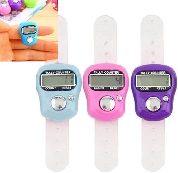 3 Mini LCD Finger Tally Counter Digital Hand Clicker for Tasbih, Sports, Inventory & Daily Counting Multicolour - Image 3
