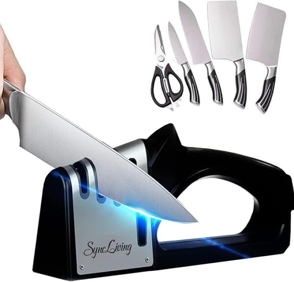 4 in 1 Knife & Scissors Sharpener Diamond, Ceramic,Tungsten Slots