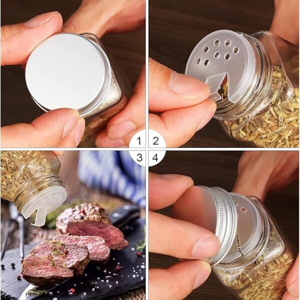 24 Piece Glass Spice Jar Set 120ml Bottles with Metal Lids, Labels & Funnel - Image 6