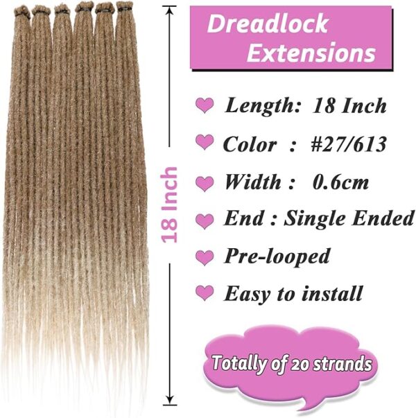 Ombre Dreadlock Extensions Synthetic Crochet Brown Blonde - Image 2