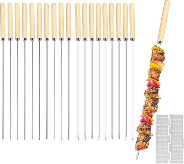 Grill Master 20 Piece BBQ Kebab Skewer Set & Wooden Handles - Image 4