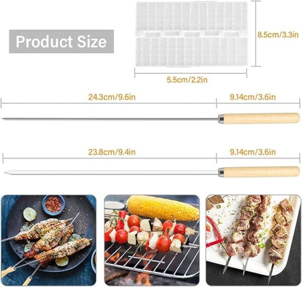 Grill Master 20 Piece BBQ Kebab Skewer Set & Wooden Handles - Image 5