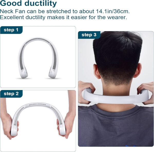 Bladeless Neck Fan Hands Free Personal Cooling with 78 Air Outlets & 3 Speeds, USB Rechargeable - Image 3