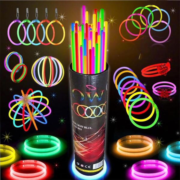 100 Pack Glow Sticks Party Kit Neon Bracelets & Necklaces