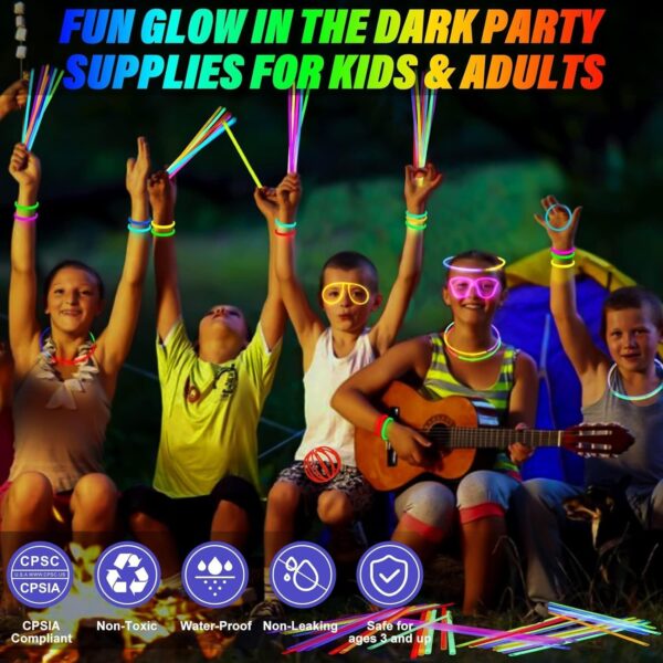 100 Pack Glow Sticks Party Kit Neon Bracelets & Necklaces - Image 5