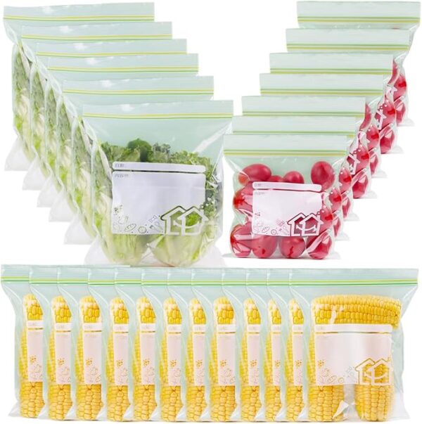 70 Piece Reusable Food Storage Bags Set Freezer & Ziplock Safe - Image 6