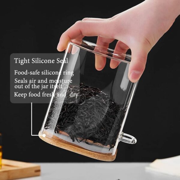 3 Pack Glass Storage Jars with Airtight Lids & Spoons 530ml Containers - Image 2