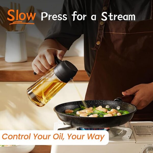 2 in 1 Oil Spray Bottle for Cooking & Air Fryers 470ml - Image 2
