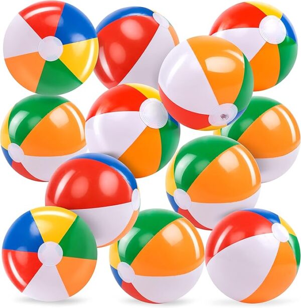 Rainbow Splash 12 Pack Inflatable Beach Balls - Image 4