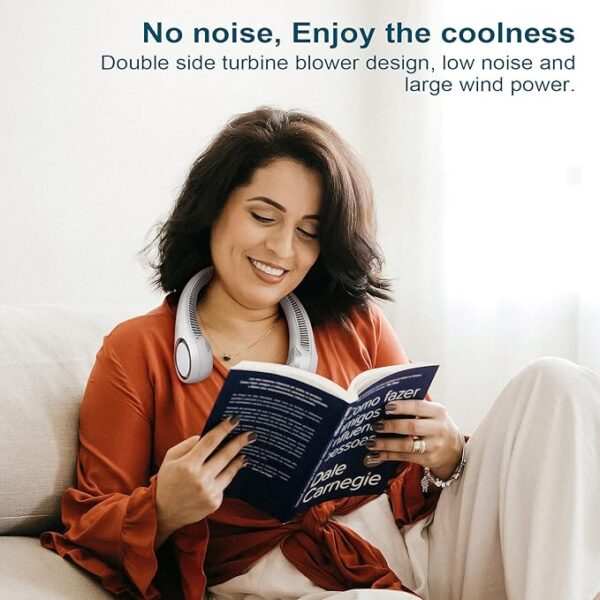 Bladeless Neck Fan Hands Free Personal Cooling with 78 Air Outlets & 3 Speeds, USB Rechargeable - Image 5