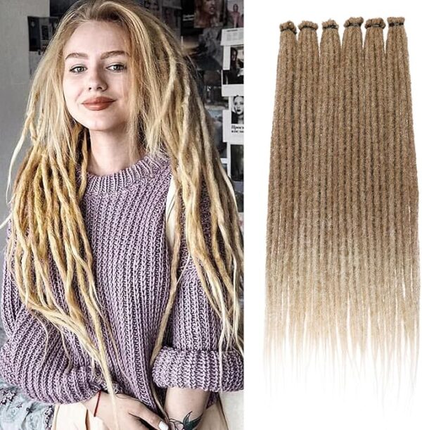 Ombre Dreadlock Extensions Synthetic Crochet Brown Blonde