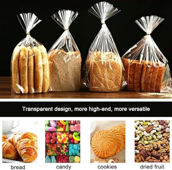 Clear Treat Bags with Colourful Twist Ties 100 Pack
